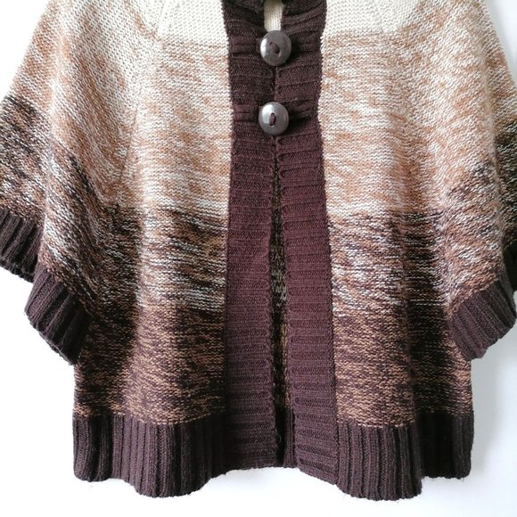 Allison Brittney Womens Brown Kimono Sleeve Mock Neck Cardigan Sweater Size PL - Picture 3 of 8
